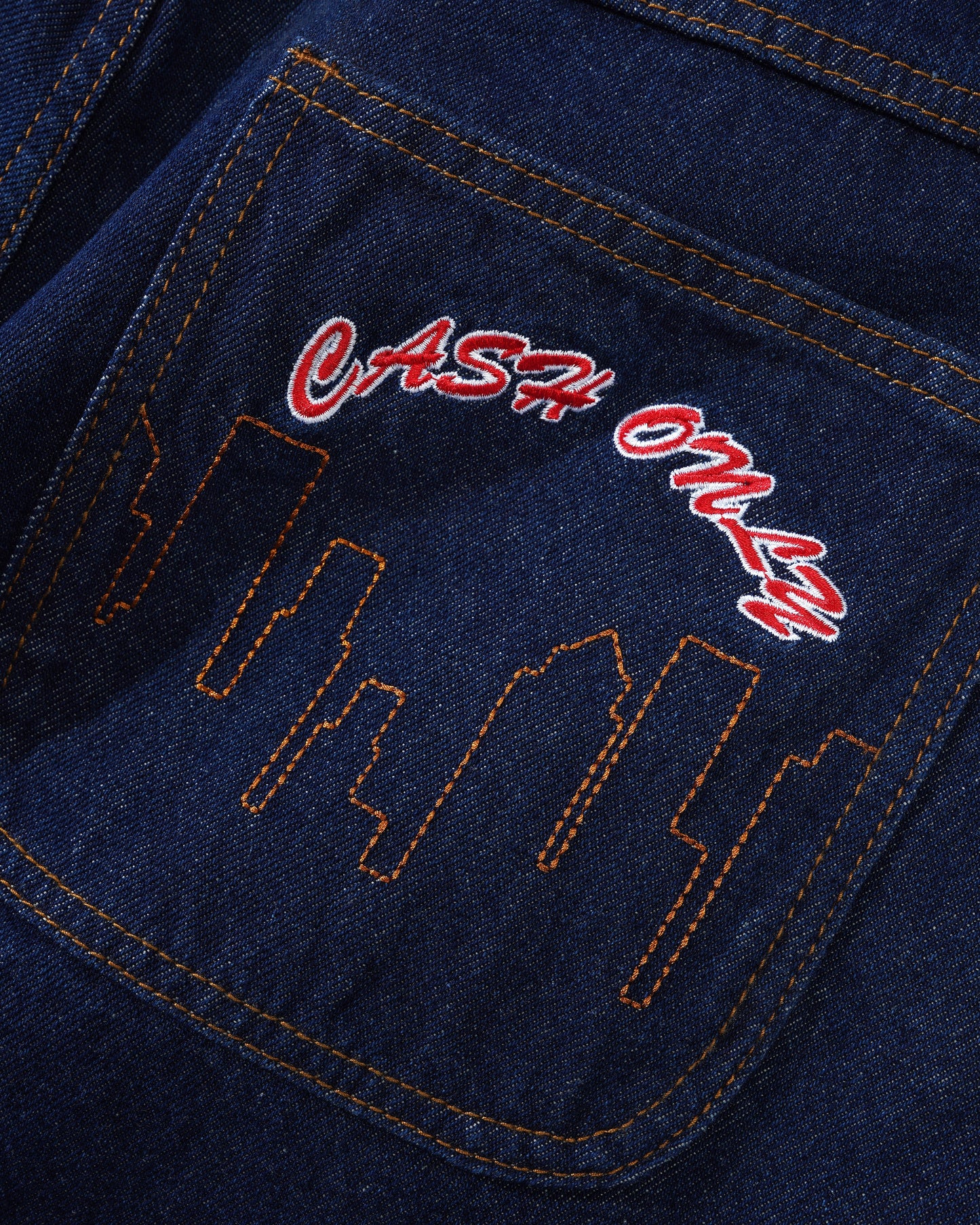 Cash Only - Logo Baggy Denim Jeans Raw Indigo