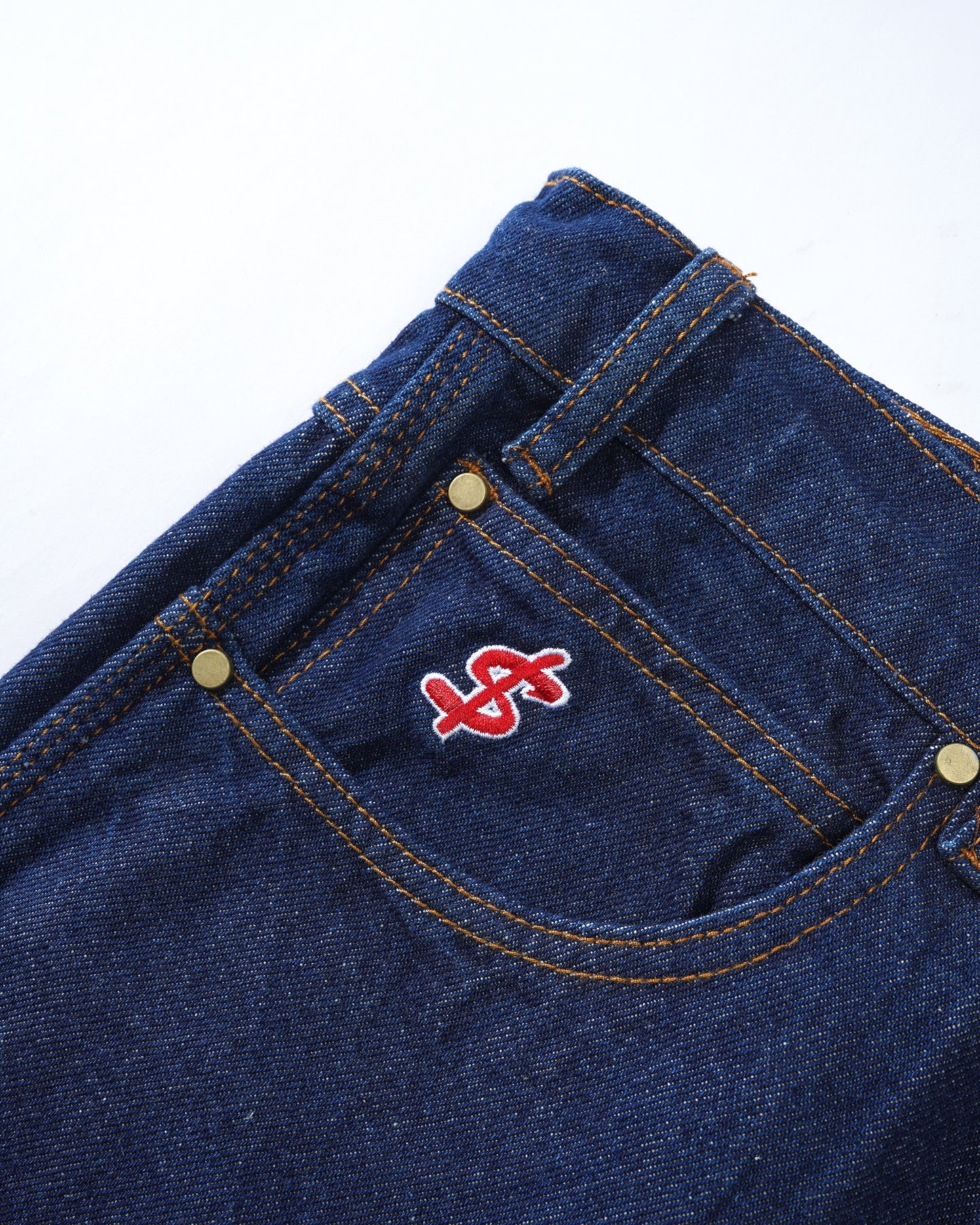 Cash Only - Logo Baggy Denim Jeans Raw Indigo