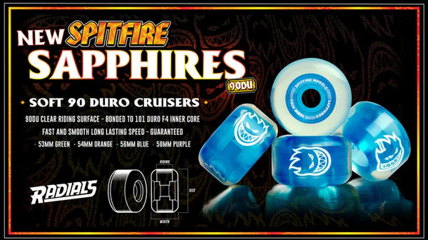 Spitfire - Sapphire 90A Clear/Orange 54mm